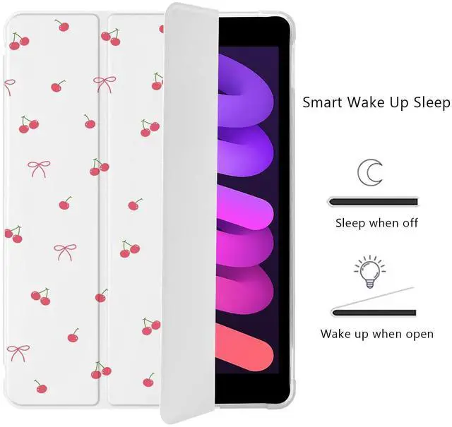 Alt view image 3 of 5 - Cute Kawaii Cherry Bow for iPad (A16) 11th Generation Case 11 Inch 2025, for iPad 10th Generation Case 10.9 Inch 2022 with Pencil Holder, Auto Sleep/Wake, Leather Soft TPU Back Cover