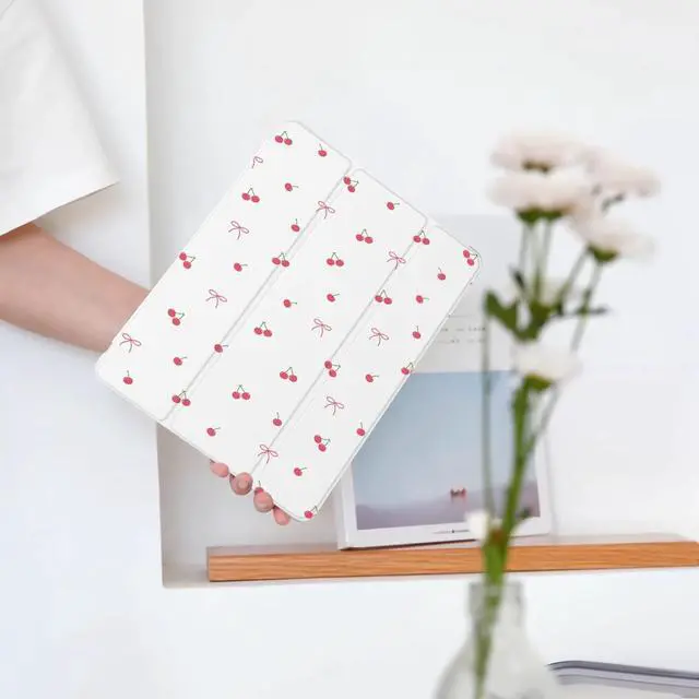 Alt view image 2 of 5 - Cute Kawaii Cherry Bow for iPad (A16) 11th Generation Case 11 Inch 2025, for iPad 10th Generation Case 10.9 Inch 2022 with Pencil Holder, Auto Sleep/Wake, Leather Soft TPU Back Cover
