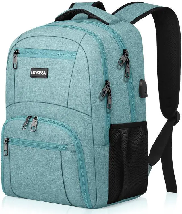 Main image of Liokesa Backpack for Men Women, School Backpacks for Teen Boys Girls, Water Resistant Laptop Backpack with USB Charger, 15.6 Inch Black College Bookbag, Teal