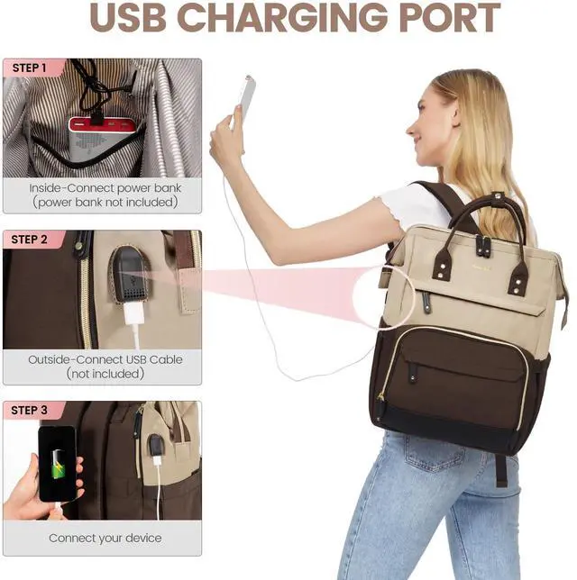 Alt view image 5 of 5 - LOVEVOOK Laptop Backpack for Women, 17 Inch Work Business Backpacks Purse With Large Capacity, Waterproof Nurse Bag College Bookbag for School, Waterproof Casual Daypack for Travel