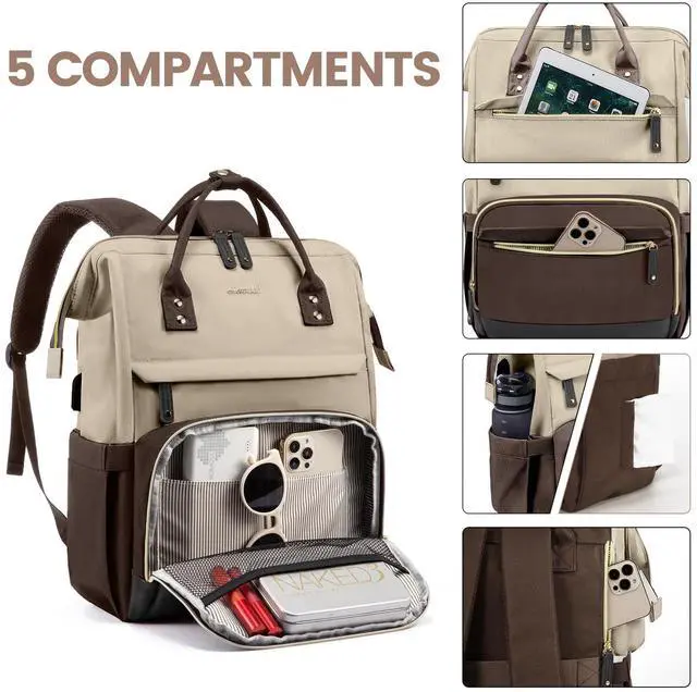 Alt view image 3 of 5 - LOVEVOOK Laptop Backpack for Women, 17 Inch Work Business Backpacks Purse With Large Capacity, Waterproof Nurse Bag College Bookbag for School, Waterproof Casual Daypack for Travel