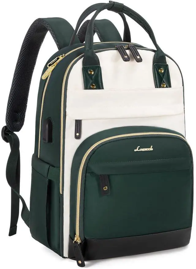 Main image of LOVEVOOK Backpack for Women,Laptop Backpack Women,Fits 17 Inch Laptop Bag,School Backpacks,Fashion Travel Work Anti-theft Bag,Waterproof Business Computer College Backpack Purse,Beige-Green-Black