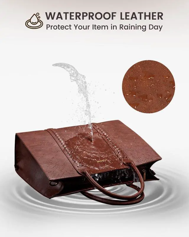 Alt view image 5 of 5 - LOVEVOOK Vintage Leather Handbag for Women, Professional 17 inch Laptop Bag, Waterproof Computer Briefcase