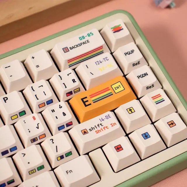 Alt view image 4 of 5 - Retro PBT Keycaps, 147 Keys Cherry Profile Beige Mechanical Keyboard Keycap, Dye Sublimation Side Print Keycaps for 60% 65% 70% 75% 100% Mechanical Keyboards