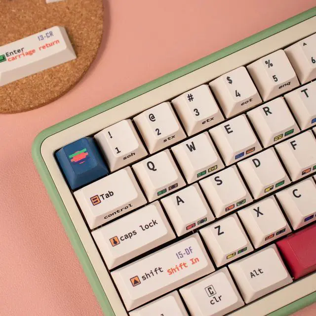 Alt view image 3 of 5 - Retro PBT Keycaps, 147 Keys Cherry Profile Beige Mechanical Keyboard Keycap, Dye Sublimation Side Print Keycaps for 60% 65% 70% 75% 100% Mechanical Keyboards