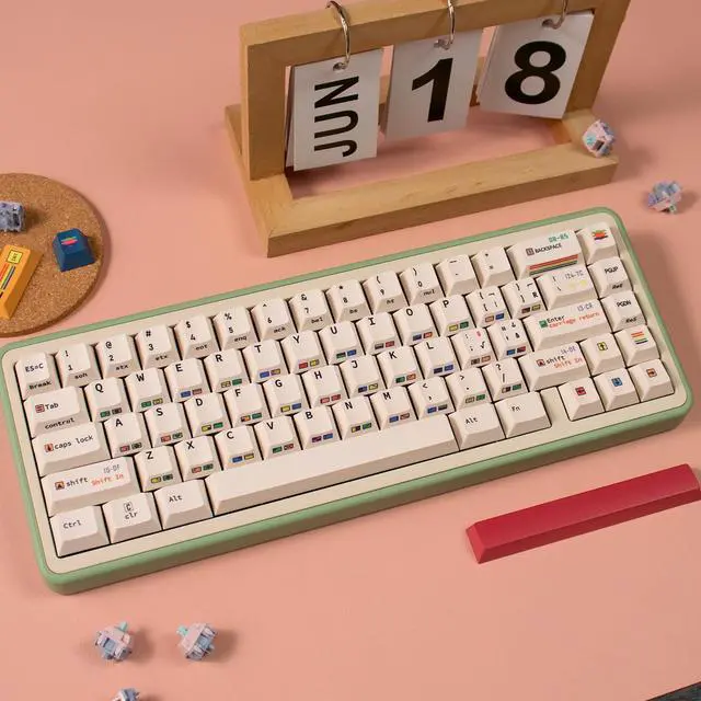 Alt view image 5 of 5 - Retro PBT Keycaps, 147 Keys Cherry Profile Beige Mechanical Keyboard Keycap, Dye Sublimation Side Print Keycaps for 60% 65% 70% 75% 100% Mechanical Keyboards