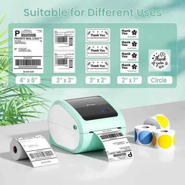 Alt view image 5 of 5 - Omezizy D520BT Bluetooth Shipping Label Printer and 500Pcs 2x2 Roll TransparentThermal Labels, Wireless Thermal Label Printer for Small Business, Thermal Printer for Shipping Labels