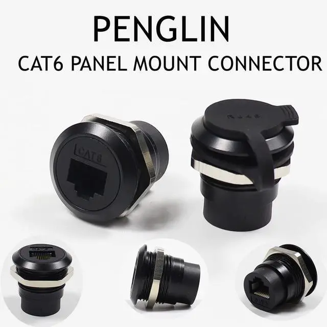 Alt view image 2 of 5 - PENGLIN 5PCS RJ45 Panel Mount Connector,Double Head CAT6/5e /5 Ethernet LAN Cable Connector Adapter Female to Female with Waterproof/Dust Cap