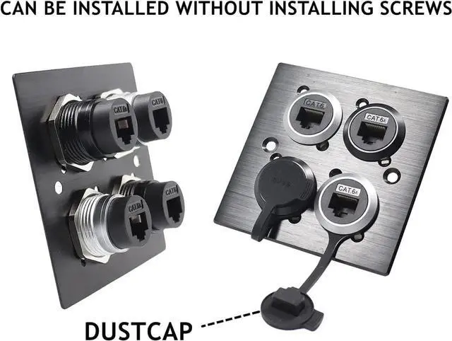 Alt view image 5 of 5 - PENGLIN 5PCS RJ45 Panel Mount Connector,Double Head CAT6/5e /5 Ethernet LAN Cable Connector Adapter Female to Female with Waterproof/Dust Cap