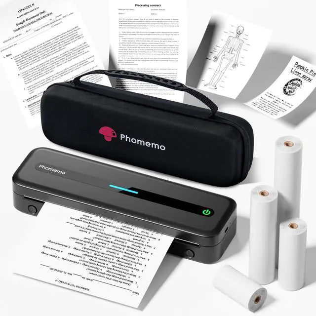Alt view image 2 of 5 - Phomemo [Upgrade M832 Inkless Printer & 100 Sheets 8.5" x 11" Thermal Paper & Case, Bluetooth Portable Printers Wireless for Travel