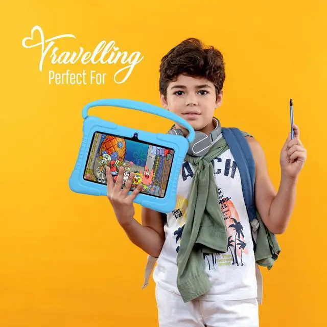 Alt view image 4 of 5 - QISTOQI Kids Tablet, 7 inch 32GB Android Tablet for Kids, Toddler Tablet with Bluetooth, WiFi, Parental Control, Dual Camera, GMS, Shockproof Case, Kids App Pre-Installed (Blue)
