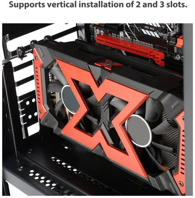 Alt view image 2 of 5 - Vertical GPU Card Holder Kit, Adjustable Vertical Graphics Card Mount Bracket VGA Support Bracket Holder Kit with PCIe 3.0 X 16, Compatible with ATX PC Cases (26 * 8.2 * 12.8 cm)