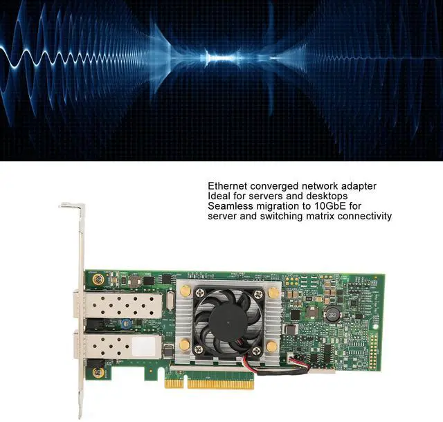 Alt view image 2 of 5 - 10Gb PCI-E Network Card Dual SFP Port NIC Network Card PCIe Ethernet Adapter with Cooling Fan Multifunction Express LAN Adapter for Server and Switching