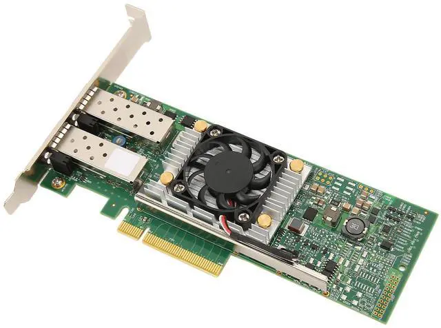 Alt view image 5 of 5 - 10Gb PCI-E Network Card Dual SFP Port NIC Network Card PCIe Ethernet Adapter with Cooling Fan Multifunction Express LAN Adapter for Server and Switching