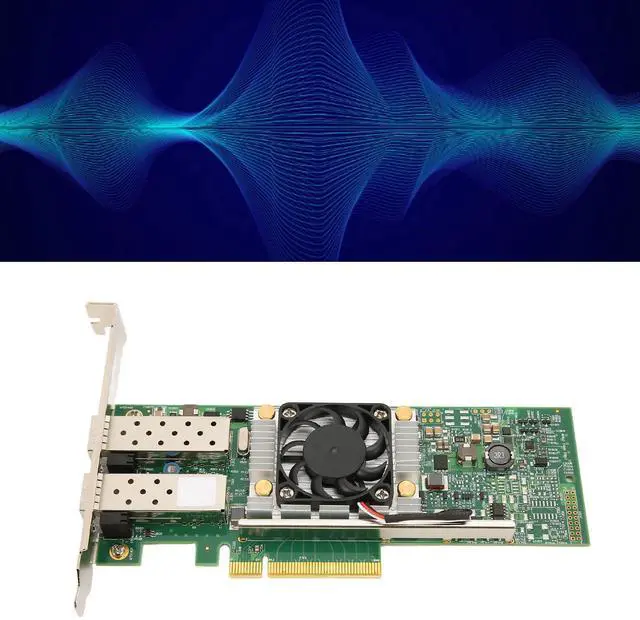 Alt view image 4 of 5 - 10Gb PCI-E Network Card Dual SFP Port NIC Network Card PCIe Ethernet Adapter with Cooling Fan Multifunction Express LAN Adapter for Server and Switching
