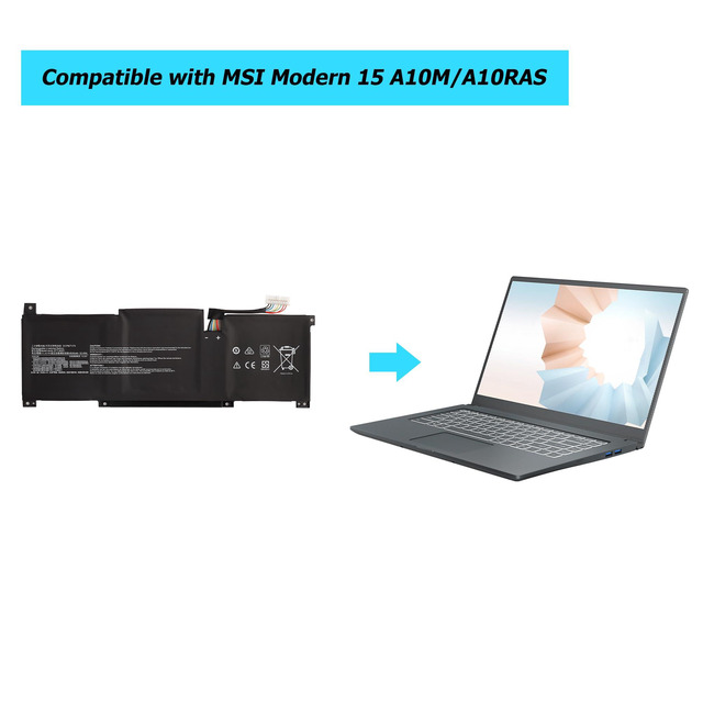 Batteria Per Laptop BTY-M491 52.4Wh – Sostituzione Per MSI Modern 15, Summit B15 E Stealth 15M, Alta Capacità E Sicurezza