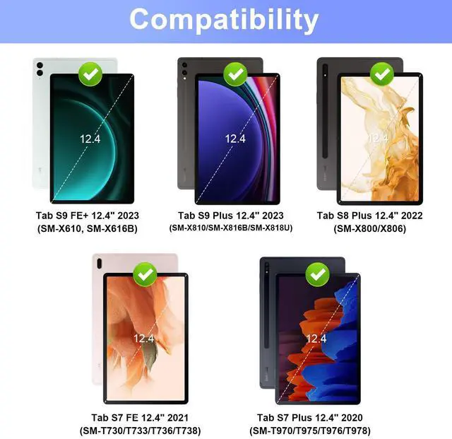 Alt view image 2 of 5 - SOPPY 7 Colors Backlit Keyboard Case with Mouse for 12.4" Samsung Galaxy Tab S7 FE/S7 Plus/S8 Plus/S9 FE Plus/S9 Plus/S10+, Wireless Keyboard with Case & Pen Holder for Samsung Tab 12.4 Inch, Purple