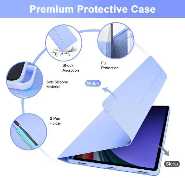 Alt view image 5 of 5 - SOPPY 7 Colors Backlit Keyboard Case with Mouse for 12.4" Samsung Galaxy Tab S7 FE/S7 Plus/S8 Plus/S9 FE Plus/S9 Plus/S10+, Wireless Keyboard with Case & Pen Holder for Samsung Tab 12.4 Inch, Purple
