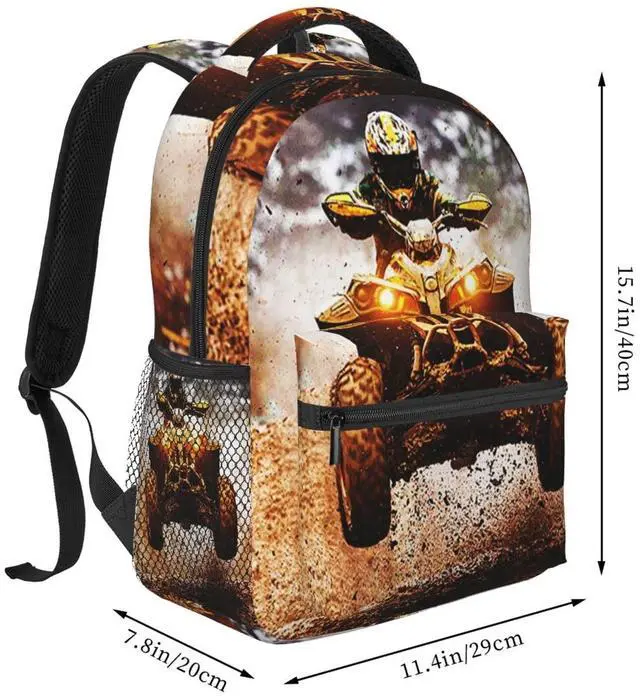 Alt view image 2 of 5 - Backpack Dirt Quad Bike 4 Wheelers Off Road Ride on ATV, Travel Laptop Backpacks Casual College Daypack School Bag for Boys Girls Men Adult