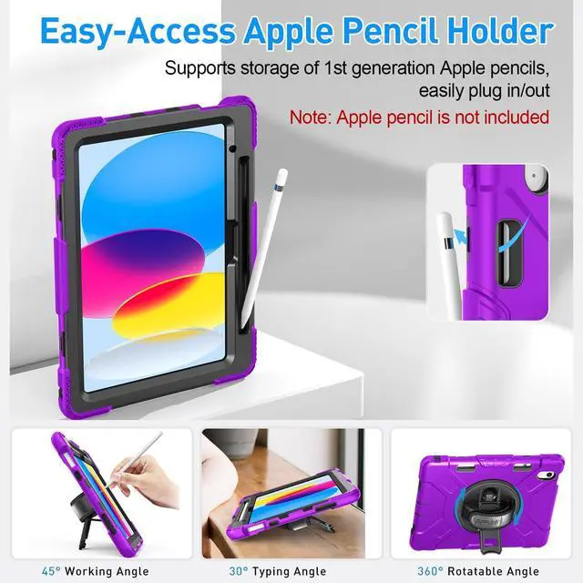 Alt view image 3 of 5 - SUPFIVES Case for iPad (A16) 11th/10th Generation 2022/2025, Full-Body Drop Protection Cover for iPad 10th Gen 10.9/11 inch with Screen Protector, 360° Rotate Stand, Shoulder Strap, Pencil Holder
