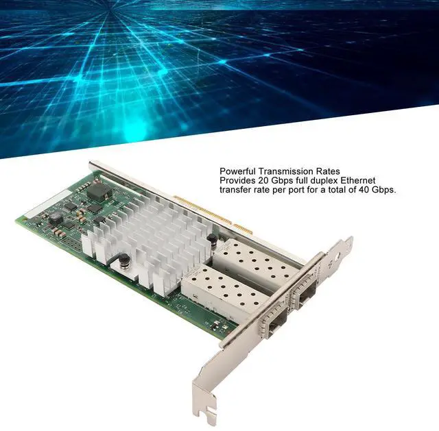 Alt view image 2 of 5 - Sxhlseller 10GB SFP+ Dual Port PCIe 2.0 X8 Network Card, 10GbE Ethernet Card for Servers, Compatible with ProLiant DL160 Gen8 and DL380 Gen9