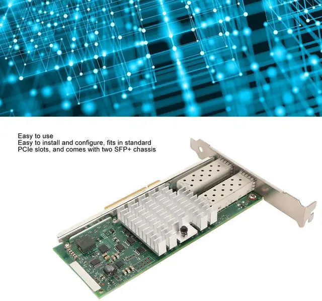 Alt view image 3 of 5 - Sxhlseller 10GB SFP+ Dual Port PCIe 2.0 X8 Network Card, 10GbE Ethernet Card for Servers, Compatible with ProLiant DL160 Gen8 and DL380 Gen9