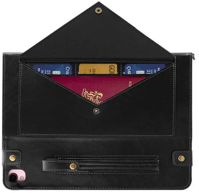 Alt view image 4 of 5 - Handbag Case for iPad 10.2" (2019-2021) & iPad Pro/Air 10.5", Techcircle Folio Stand iPad Crossbody Wallet Case with Pencil Holder & Envelope Pocket, Hand Strap+Shoulder Strap Protective Cover, Black