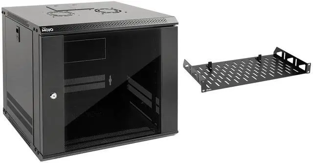 Main image of Tecmojo 9U Wall Mount Server Cabinet & 8in Server Rack Shelf