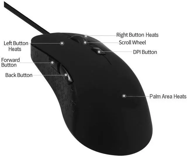 Alt view image 3 of 5 - ValueRays Heated Mouse Quiet Click Heated Buttons Universal Size (Solid Black)