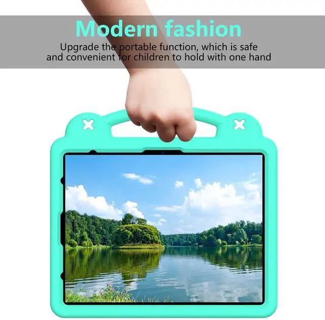 Alt view image 5 of 5 - UUcovers Kids Case for iPad Air 13 inch M3 2025/M2 2024,iPad Pro 13 inch M4 2024 & iPad Pro 12.9 inch Case 6th/5th/4th/3rd Gen 2022 2021 2020 2018 with Stand/Pencil Holder/Handle, Mint Green Bear