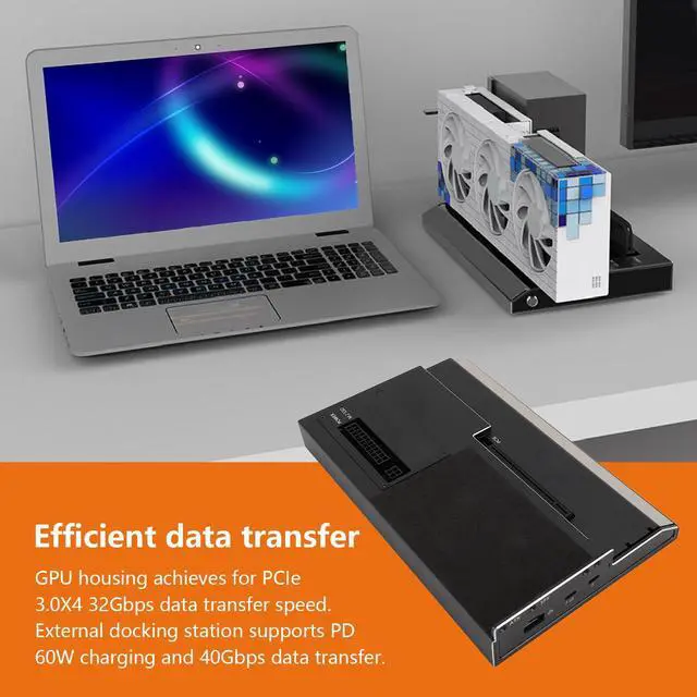 Alt view image 2 of 5 - GPU Enclosure Compatible with Thunderbolt 3, USB 4.0 40Gbps External GPU Dock Station, PCIe x16, 2 x TB3, RJ45, PD 60W, Daisy Chain, ATX, SFX Support