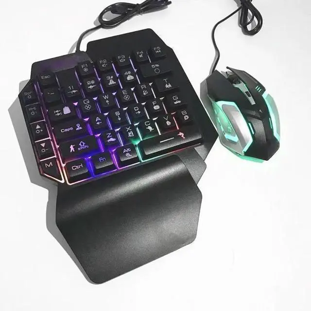 Alt view image 5 of 5 - 4 in 1 Mobile Game Combo Pack, One Handed Gaming Keyboard, Mouse, Converter & Adjustable Phone Stand, Half Keyboard for Mobile Phone Gaming, Fast Charging, No Latency