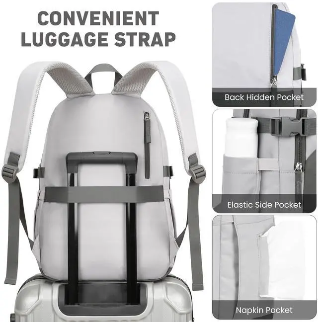 Alt view image 5 of 5 - WINDARS Backpack for School Girls, Cute High School Backpacks for Teens Women Student Large Bookbag 15.6 Inch Laptop Bag with USB Charger Port for College Work Travel Trip (Dark Grey & Light Grey)