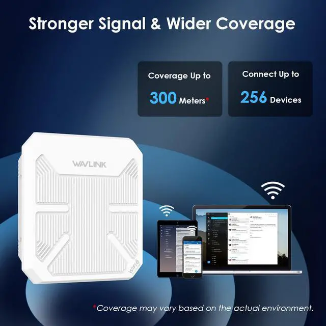 Alt view image 5 of 5 - WAVLINK AX3000 WiFi6 Outdoor WiFi Extender, Dual Band WiFi 6 Outdoor Wireless Access Point Weatherproof WiFi Repeater, Router, 802.3at Active POE, Integrated Directional Intennas,Work with Starlink