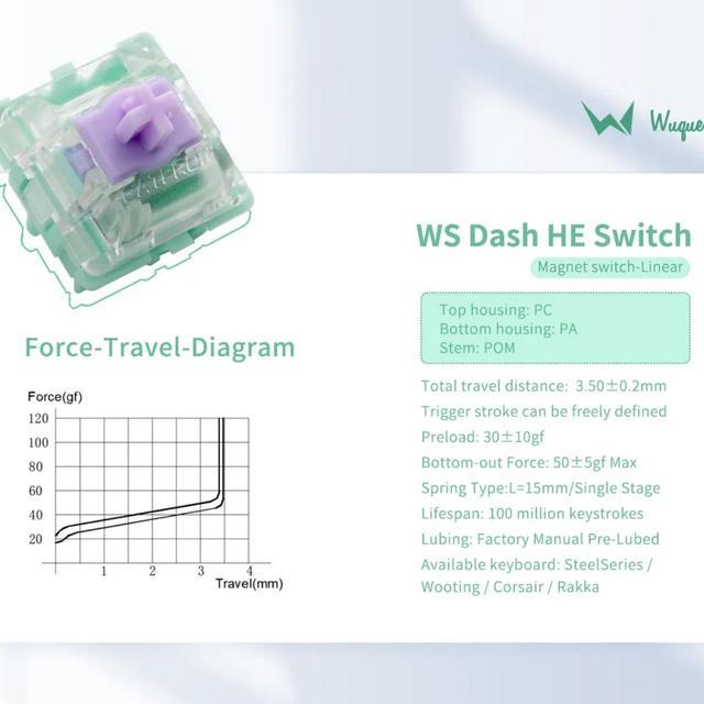 Alt view image 2 of 5 - WS Hall Effect Magnetic Keyboard Switches, WS Dash HE Magnetic Linear Switches with POM Stem, Pre-lubed Freely Setting Pre-Travel Key Switch Compatible with Hall Effect Keyboard 70Pcs