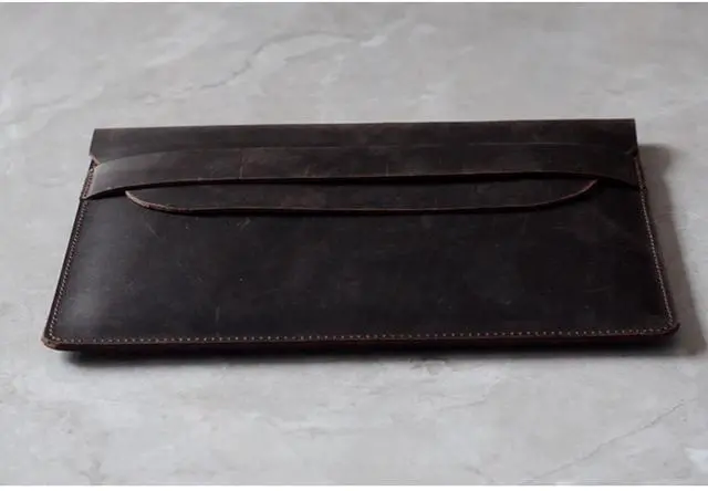 Alt view image 4 of 4 - YIYUS Compatible with MacBook Pro 13" M1 & 2017 2021 Handmade Leather Sleeve Case Compatible with MacBook Air 13" M1 2018 2021 Case 02 Darkbrown