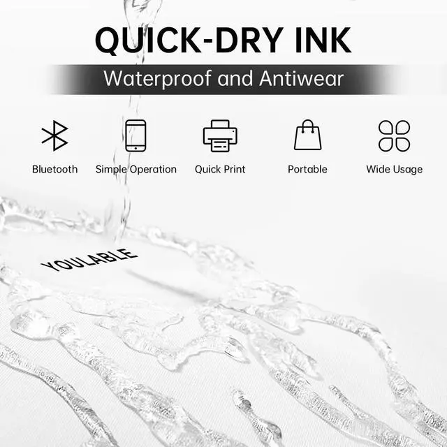 Alt view image 5 of 5 - YOULABLE Portable Mini Handheld Inkjet Label Printer with Quick-Dry Ink Bluetooth Wireless Smart Printing Machine Logo QR Code Barcode PrintInd for Canvas Plastic Glass Wood and Metal Material