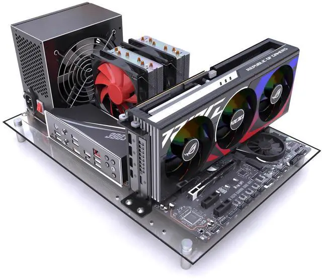Alt view image 2 of 5 - PC Test Bench Open Frame Computer Case DIY PC Case, Support ATX/MATX/ITX Motherboards, Transparent Organic Glass Frame, Rectangular Heat Dissipation Design, Open Computer Case Bracke(ITX)