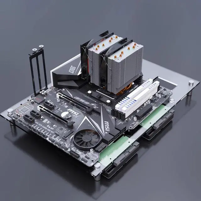 Alt view image 4 of 5 - PC Test Bench Open Frame Computer Case DIY PC Case, Support ATX/MATX/ITX Motherboards, Transparent Organic Glass Frame, Rectangular Heat Dissipation Design, Open Computer Case Bracke(ITX)