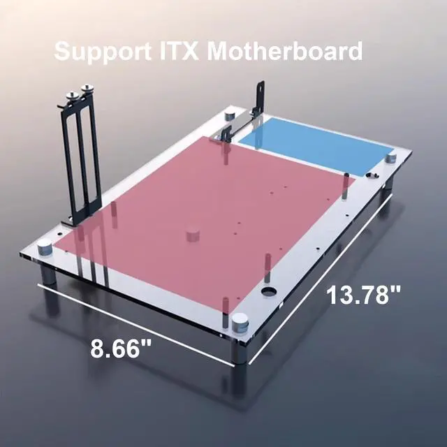 Alt view image 5 of 5 - PC Test Bench Open Frame Computer Case DIY PC Case, Support ATX/MATX/ITX Motherboards, Transparent Organic Glass Frame, Rectangular Heat Dissipation Design, Open Computer Case Bracke(ITX)