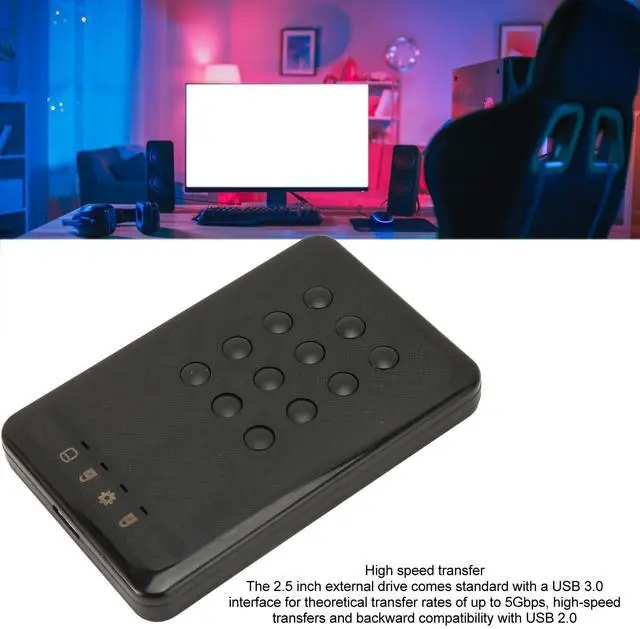 Alt view image 4 of 5 - Zyyini Encrypted Hard Drive Enclosure, 3TB 5Gbps Encrypted USB 3.0 2.in SATA Hard Drive Enclosure Password Access Hardware, for 7 8 10 for OS X 10 and
