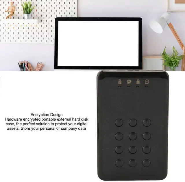 Alt view image 5 of 5 - Zyyini Encrypted Hard Drive Enclosure, 3TB 5Gbps Encrypted USB 3.0 2.in SATA Hard Drive Enclosure Password Access Hardware, for 7 8 10 for OS X 10 and