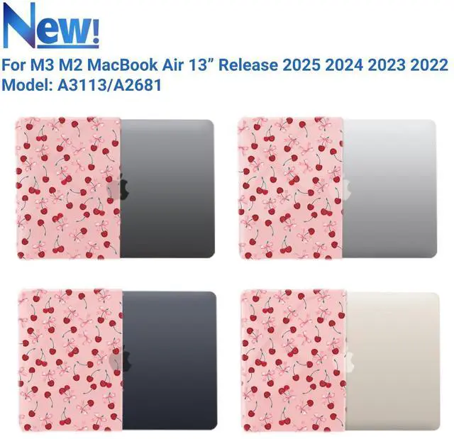 Alt view image 4 of 5 - IBENZER Compatible with 2025 2024 2023 2022 MacBook Air 13 inch Case M4 A3240 M3 A3113 M2 A2681, Hardshell Case & KeyboardCover & ScreenFilm & Type-C for Mac Air 13.6, Cherry, AT13-KK-CHRY+2TC