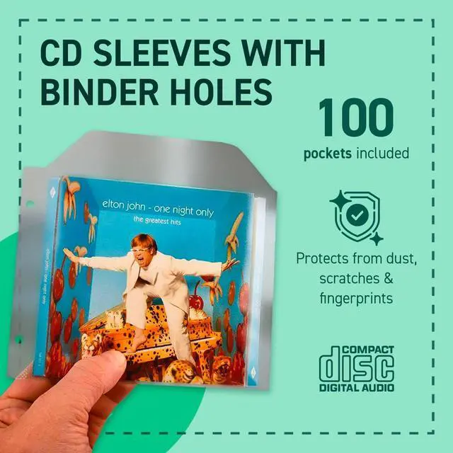 Alt view image 2 of 5 - Tarifold DJOIS CD Sleeves - Durable CD Storage & Protection - 120 Micron Orange Peel Polypropylene - 100 Unit Capacity - Binder Holes - Closing Flap - Space for Cover - Made in Denmark