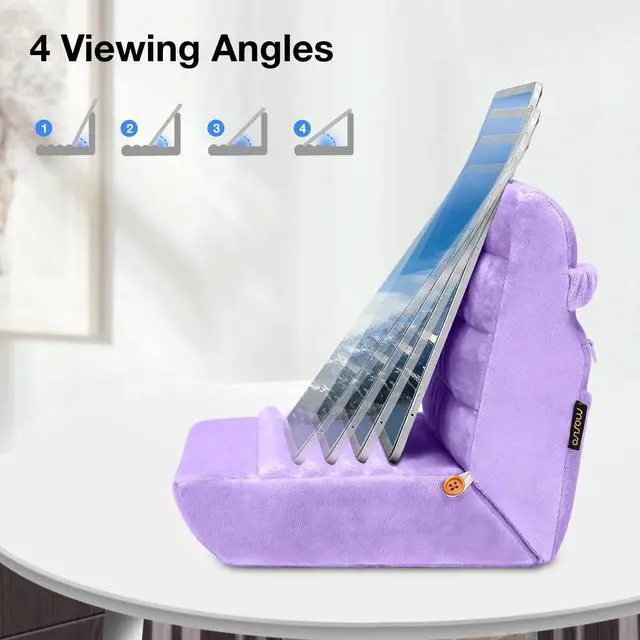 Alt view image 4 of 5 - MOSISO Tablet Pillow Stand,Soft Tablet Holder for Lap,Tablet Soft Pad Dock with Pocket&Stylus Slot&4 Viewing Angles&Gaming Mouse Pad&Mousepad&Wrist Rest Support for Mouse, Purple&Purple Cloud Calendar