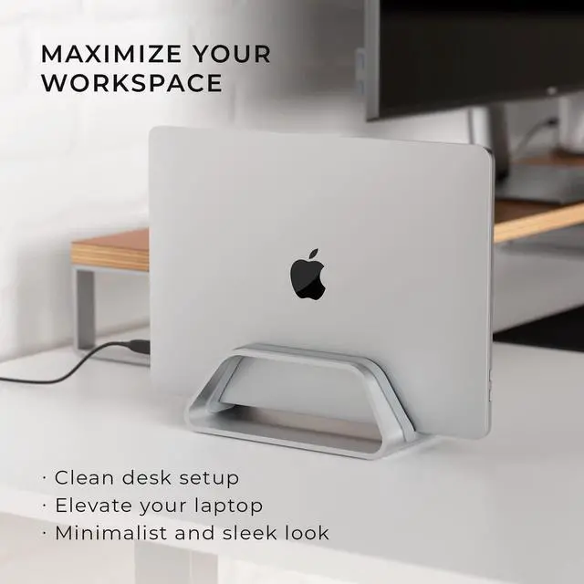 Alt view image 3 of 5 - HumanCentric Vertical Laptop Stand Compatible with MacBook Pro and MacBook Air, Holder for Personal Computer Desk Stand, Aluminium, Exchangeable Inserts to Fit Different Device Models, Silver