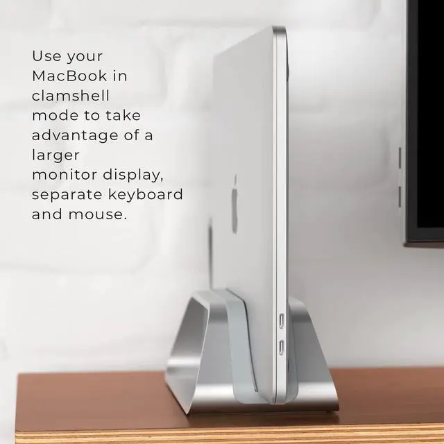 Alt view image 5 of 5 - HumanCentric Vertical Laptop Stand Compatible with MacBook Pro and MacBook Air, Holder for Personal Computer Desk Stand, Aluminium, Exchangeable Inserts to Fit Different Device Models, Silver
