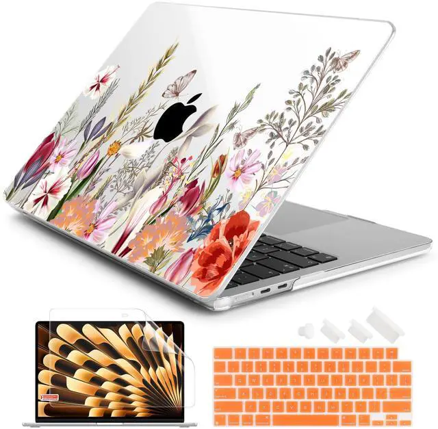 Main image of Batianda Premium Case for New MacBook Air 15 inch 2025 M4 2024 2023 with M3 M2 Chip Model A3114 A2941, Designed Protective Plastic Hardshell & Keyboard Cover & Screen Protector, Flower Field