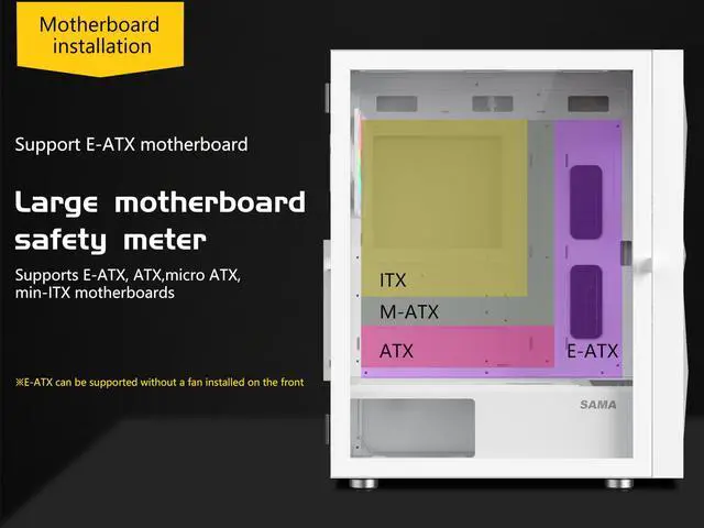 Alt view image 4 of 5 - SAMA 3509 ATX Mid Tower Computer Case Steel Mesh Front Tempered Glass with Open Door 4 ARGB Fans Pre-Install USB3.0X2 360mm AIO Support at Front White