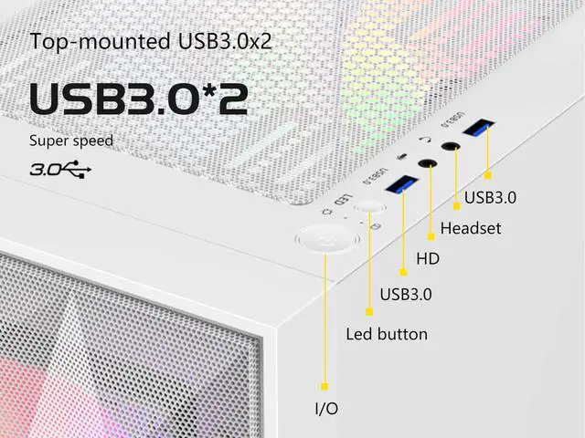 Alt view image 3 of 5 - SAMA 3509 ATX Mid Tower Computer Case Steel Mesh Front Tempered Glass with Open Door 4 ARGB Fans Pre-Install USB3.0X2 360mm AIO Support at Front White